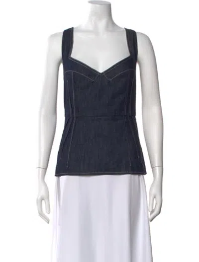 Pre-owned Emilia Wickstead Square Neckline Sleeveless Top In Blue