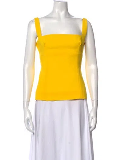 Pre-owned Emilia Wickstead Square Neckline Sleeveless Top In Yellow
