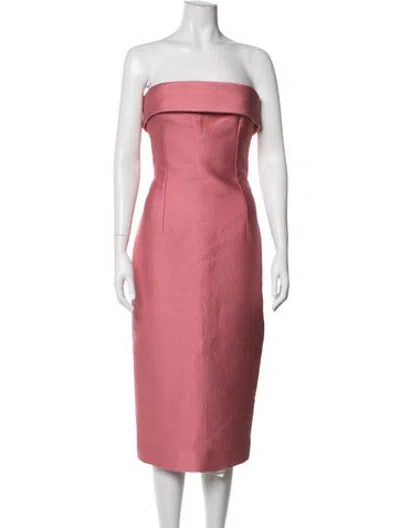 Pre-owned Emilia Wickstead Strapless Midi Length Dress In Pink