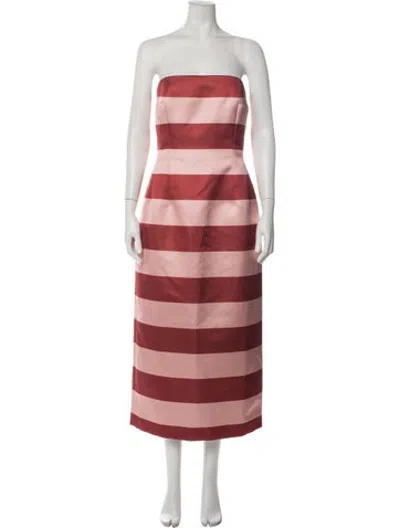 Pre-owned Emilia Wickstead Striped Long Dress W/ Tags In Red