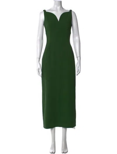 Pre-owned Emilia Wickstead V-neck Long Dress In Green