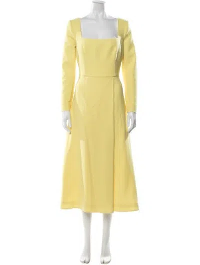 Pre-owned Emilia Wickstead Wool Midi Length Dress In Yellow
