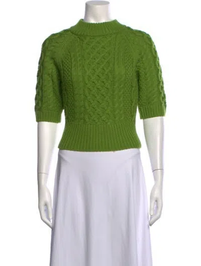Pre-owned Emilia Wickstead Wool Mock Neck Sweater In Green