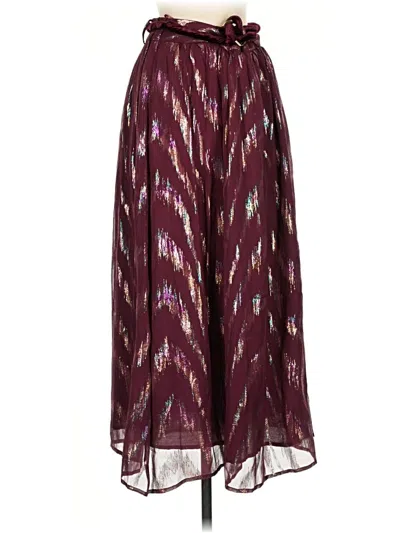 Pre-owned Emily Lovelock Silk Skirt In Burgundy