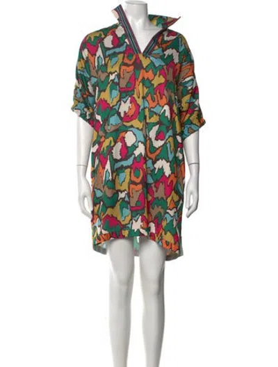 Pre-owned Emily Mccarthy Patterned Mini Dress W/ Tags In Multicolor