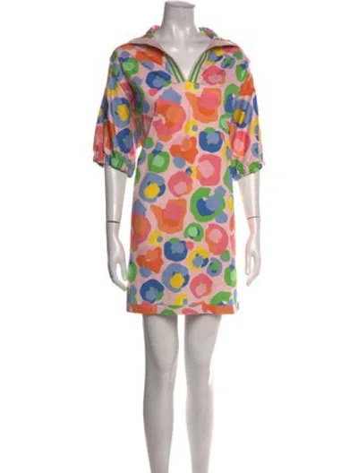 Pre-owned Emily Mccarthy Printed Mini Dress In Multicolor