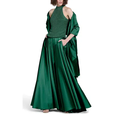 Emily Shalant Taffeta Wrap In Green