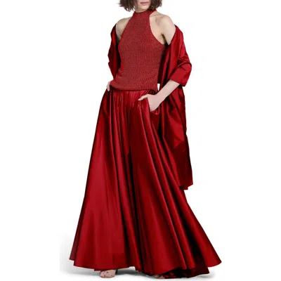 Emily Shalant Taffeta Wrap In Red