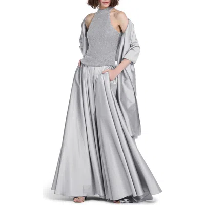 Emily Shalant Taffeta Wrap In Silver