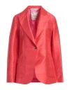 Emma & Gaia Woman Blazer Tomato Red Size 8 Acetate, Viscose