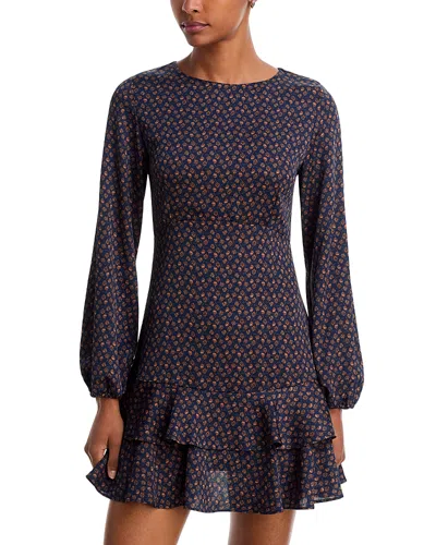Emme Floral Ruffled Mini Dress In Blue