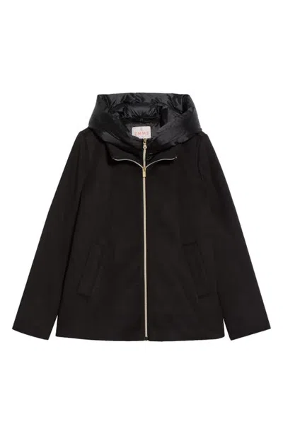 Emme Sorriso Padded Cloth Jacket With Detachable Hood In Black