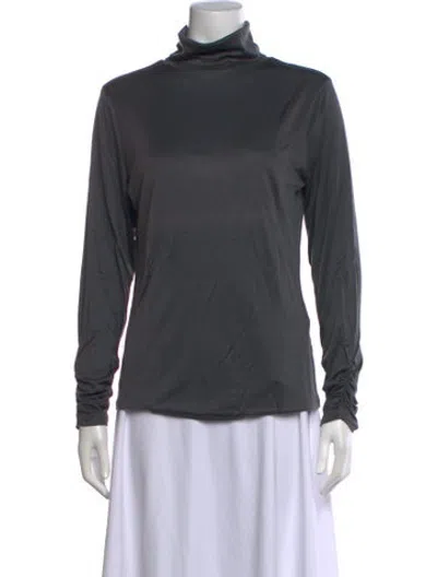 Pre-owned Emmelle Silk Turtleneck Top W/ Tags In Grey