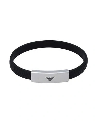Emporio Armani Bracciale Man Bracelet Black Size - Stainless Steel, Silicone