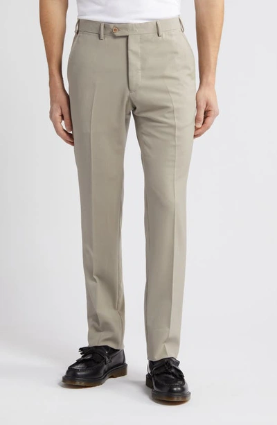 Emporio Armani G-line Flat Front Wool Pants In Beige/ Khaki