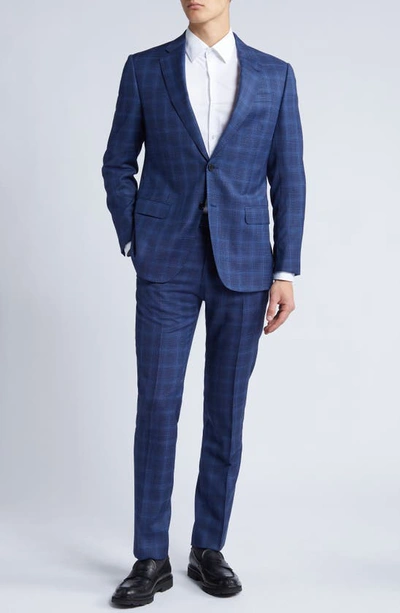 Emporio Armani G-line Windowpane Check Wool Suit In Blue