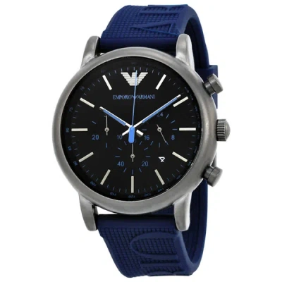 Emporio Armani Luigi Chronograph Black Dial Mens Watch Ar11023 In Black,blue,grey,gunmetal