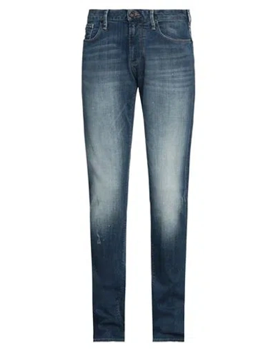 Emporio Armani Man Jeans Blue Size 34w-34l Cotton, Elastane