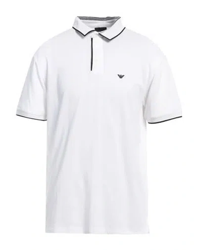 Emporio Armani Man Polo Shirt White Size S Cotton, Elastane