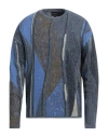 Emporio Armani Man Sweater Slate Blue Size L Cotton, Linen