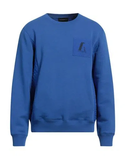 Emporio Armani Man Sweatshirt Bright Blue Size L Cotton, Polyester, Elastane