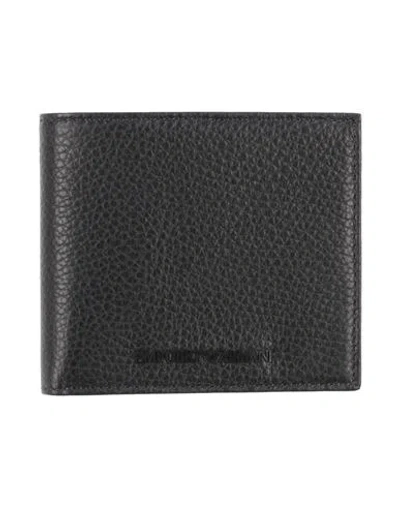 Emporio Armani Man Wallet Midnight Blue Size - Cow Leather In Black