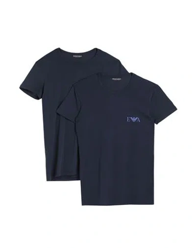 Emporio Armani Men's Knit 2pack T-s Man Undershirt Midnight Blue Size L Cotton, Elastane