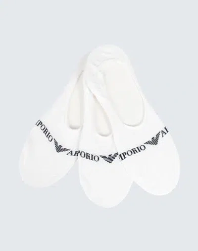 Emporio Armani Men's Knit Footie So Man Socks & Hosiery White Size L/xl Cotton, Polyamide, Elastane