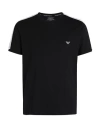 Emporio Armani Blue Stretch Cotton T-shirt In Black