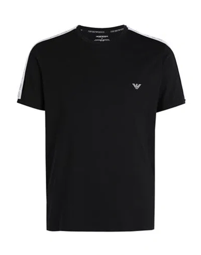 Emporio Armani Men's Knit T-shirt Man Undershirt Black Size L Cotton, Elastane