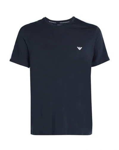 Emporio Armani Men's Knit T-shirt Man Undershirt Midnight Blue Size L Cotton, Elastane In Navy Blue
