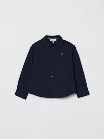 Emporio Armani Babies'  Stretch Cotton Shirt In Black