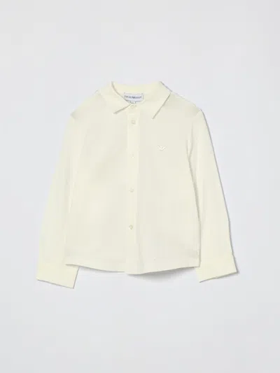 Emporio Armani Babies'  Stretch Cotton Shirt In Neutral