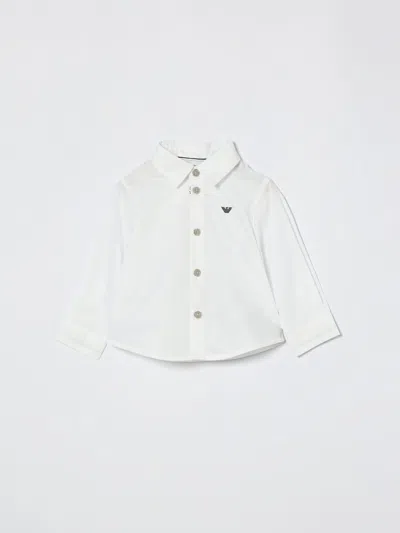Emporio Armani Babies'  Stretch Cotton Shirt In White