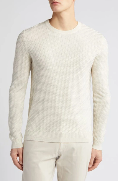 Emporio Armani Textured Crewneck Sweater In White
