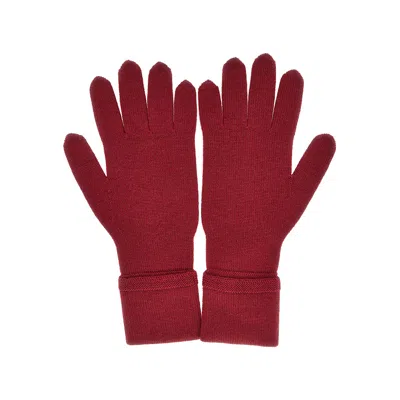 Emporio Armani Wool Gloves With Eagle Embroidery In Burgundy