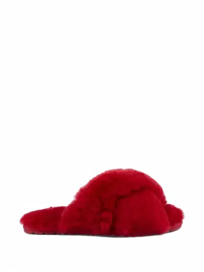 Emu Australia Mayberry Crossover Sheepskin Slippers In Red