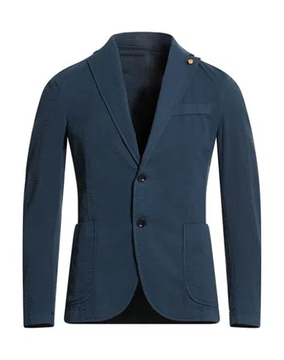 En Avance Man Blazer Navy Size 46 Cotton, Elastane In Blue