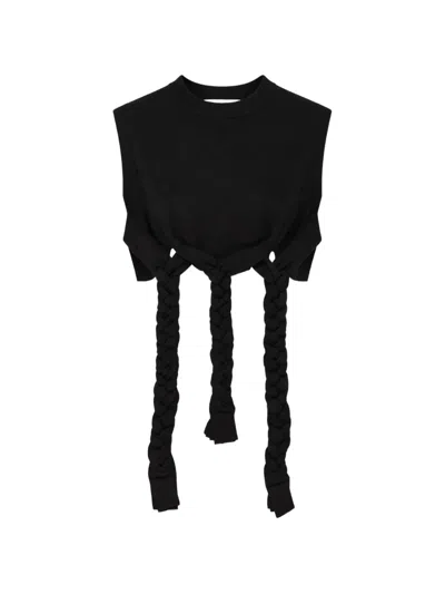 Enföld Braided-hem Cropped Top In Black