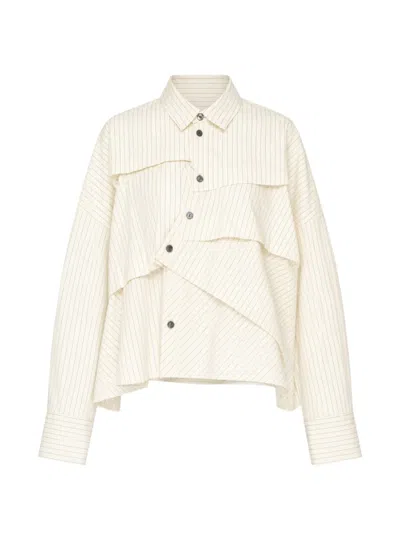 Enföld Striped Tucked Shirt In White