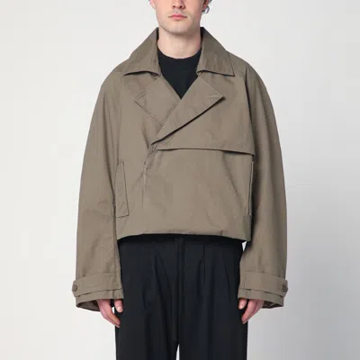 Entire Studios Cropped Khaki Cotton Jacket In Beige