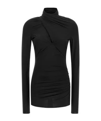 Entire Studios Gres Draped High-neck Top In Black