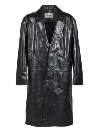 Entire Studios Lapel-collar Coat In Black