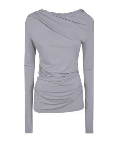 Entire Studios Ruched Long-sleeve Top In Gray