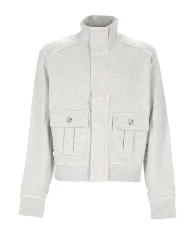 Entire Studios Supply Button-pocket Zip-up Sweatshirt In White