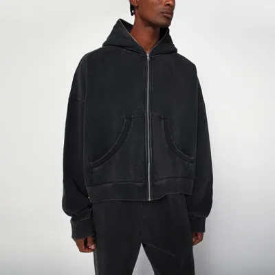 Entire Studios Washed Black Hooded Cotton Sweatshirt
