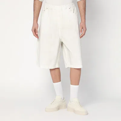 Entire Studios Wide White Bermuda Shorts In Cotton