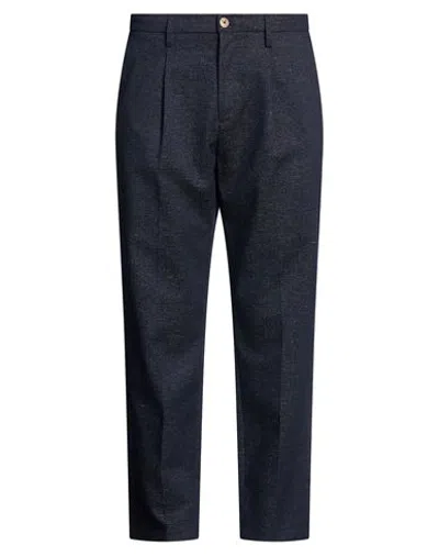 Entre Amis Man Pants Navy Size 40 Virgin Wool, Elastane In Multi