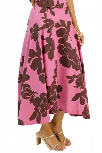 Entro Eden Floral Skirt In Pink