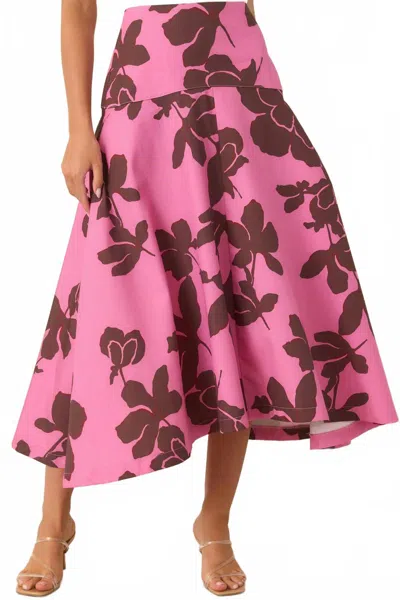 Entro Midi Print Skirt In Pink, Brown In Multi
